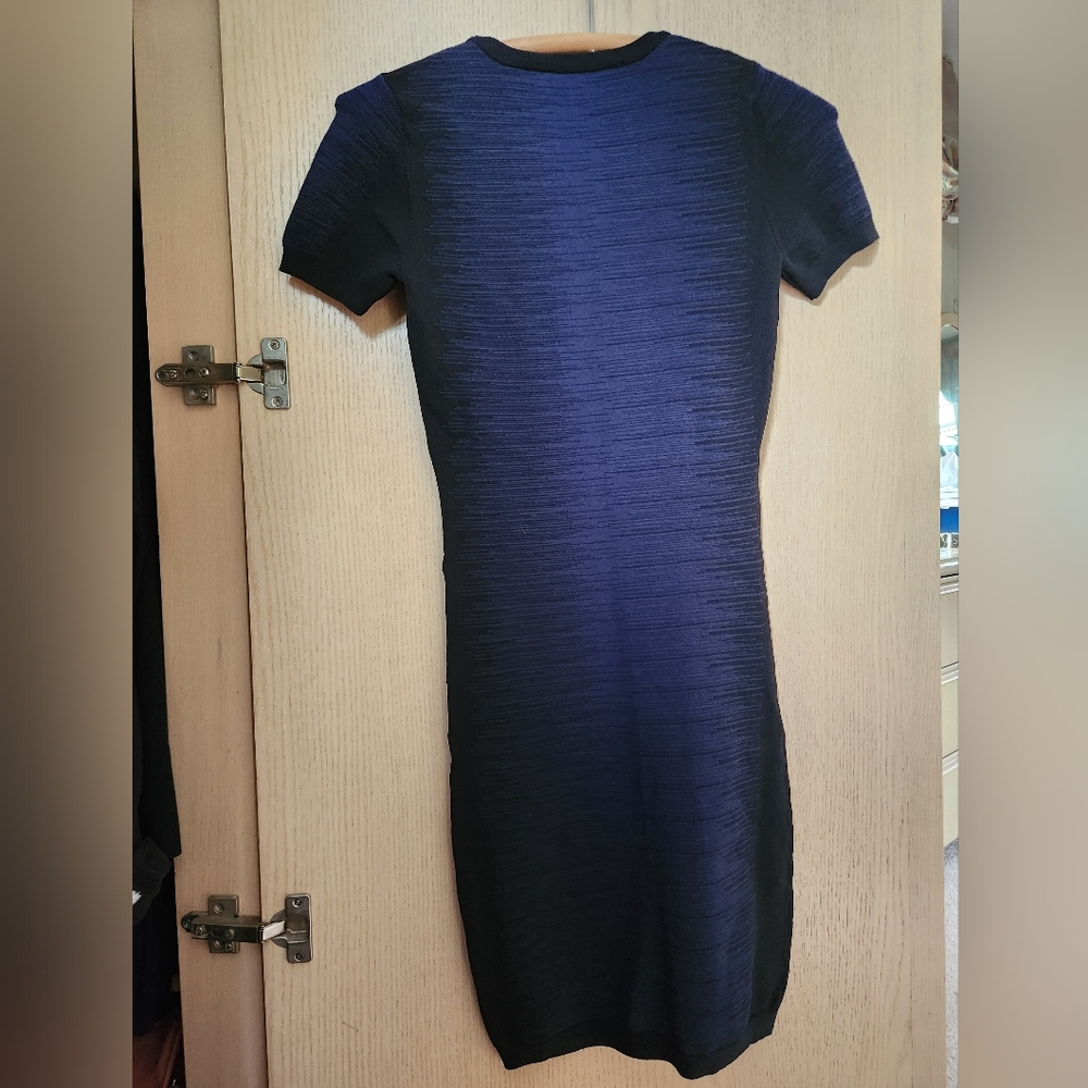 French Connection Blue Ribbed Bodycon Dress - Picture 2 of 3